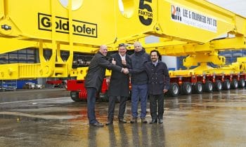 Ein ‚Hanuman‘ von Goldhofer für den Kraftwerksbau in Indien – Lee und Muirhead aus Indien setzt beim Transport von Statoren für Generatoren auf „Faktor 5“, die Seitenträgerbrücke von Goldhofer