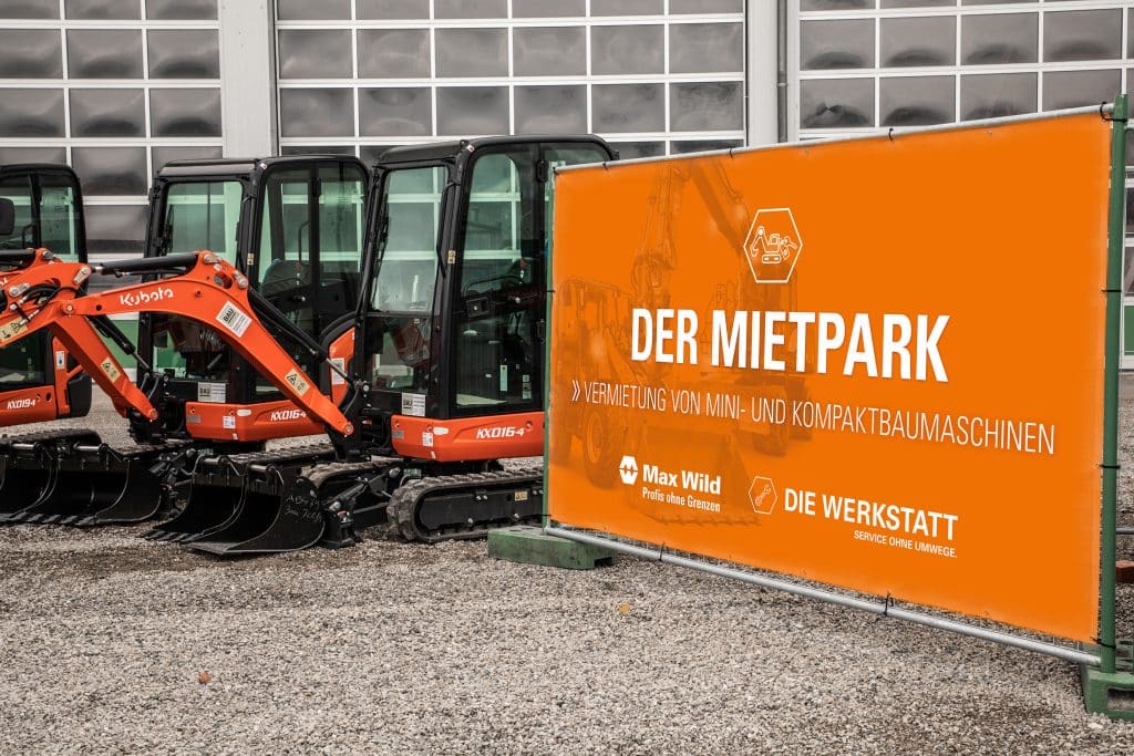 Top gepflegte und moderne Baumaschinen inklusive Lieferservice auf die Baustelle: Das bietet „DER MIETPARK“ von Max Wild. Foto: Max Wild GmbH