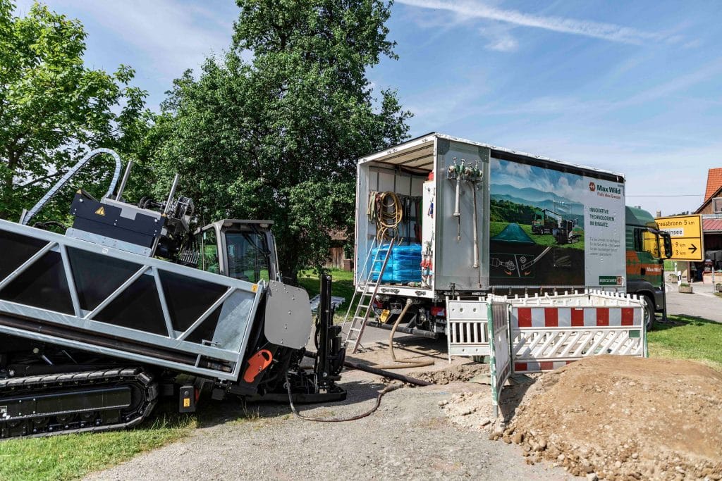 Eine gute Kombination: Der Mudcleaner Truck ist als Gesamtzugkonzept von Lkw und Bohranlage konzipiert – für mehr Nachhaltigkeit bei HDD- und Geothermie-Bohrungen. Foto: Max Wild