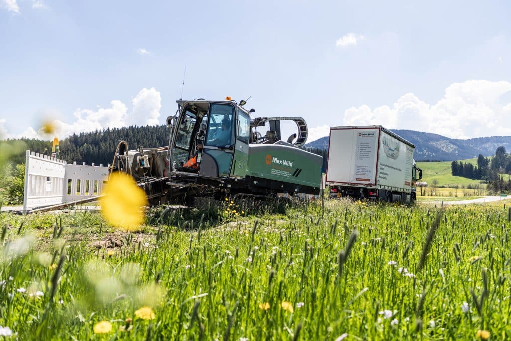 Die Bohranlage beim Einsatz auf der Baustelle. Foto: Max Wild