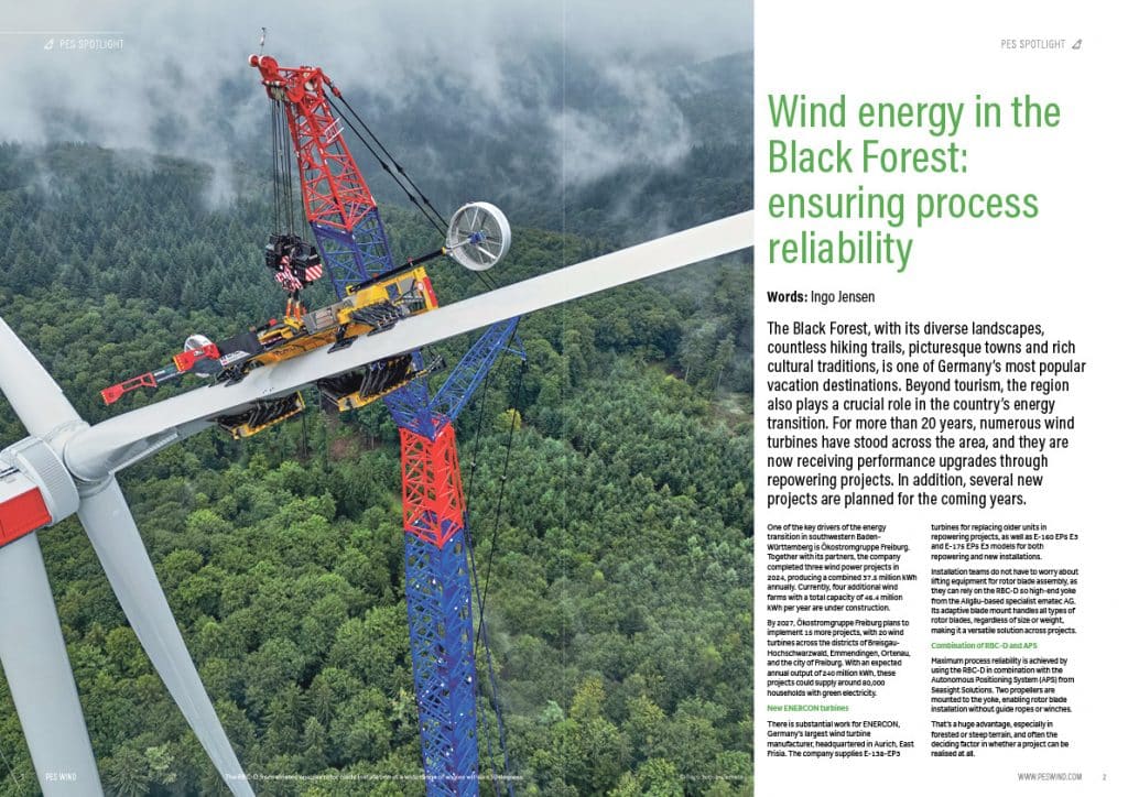 Fachartikel über den Windpark Schnürbuck im Magazin PES Wind.