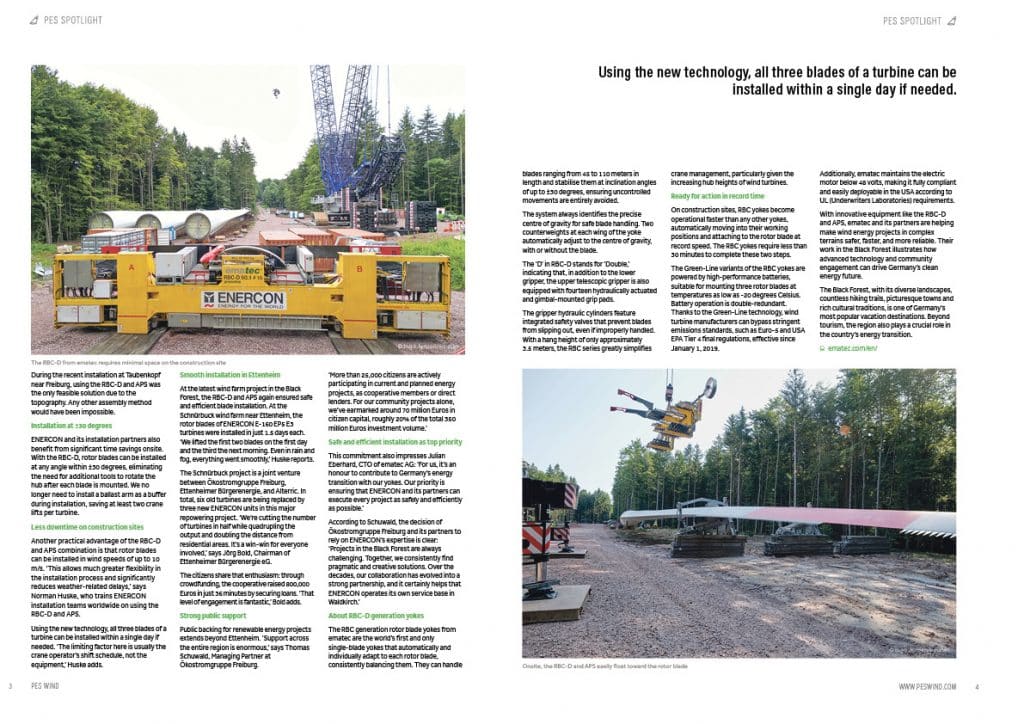 Fachartikel über den Windpark Schnürbuck im Magazin PES Wind.