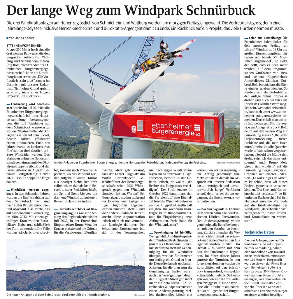 Veröffentlichung im Schwarzwälder Bote.