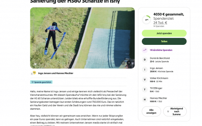 Spendenaktion für Schanzensanierung der HS60 in Isny