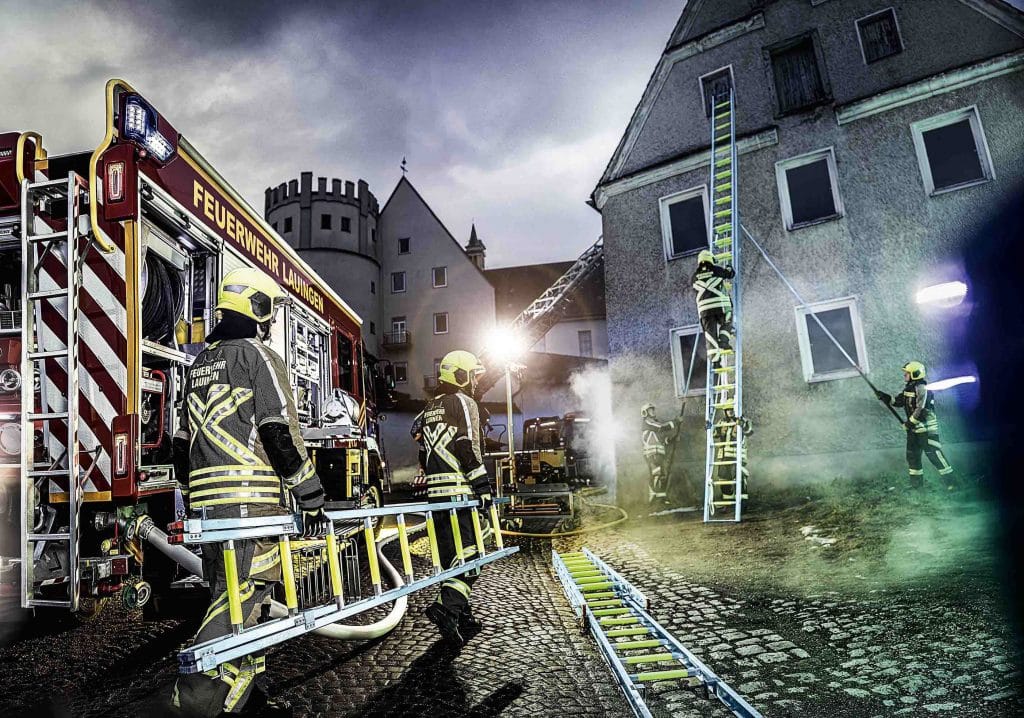 Auf der Florian 2026 in Dresden präsentiert die Munk Rettungstechnik ihre innovativen Lösungen, darunter das nachleuchtende Leiternsortiment. Foto: Munk Group