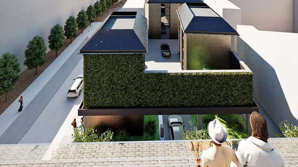 Beim Hotelneubau in Deggendorf setzen Architekt Alexander Luehrs und sein Team auf begrünbare Parkhäuser mit dem kVario. Illustration: Luehrs & Bachmann Architekten & Ingenieure