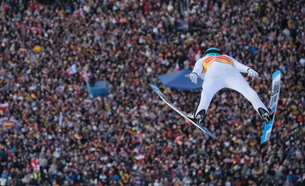 Domen Prevz beim Neujahrsskispringen in Garmisch-Partenkirchen. Foto: Brigitte Waltl-Jensen/Vierschanzentournee