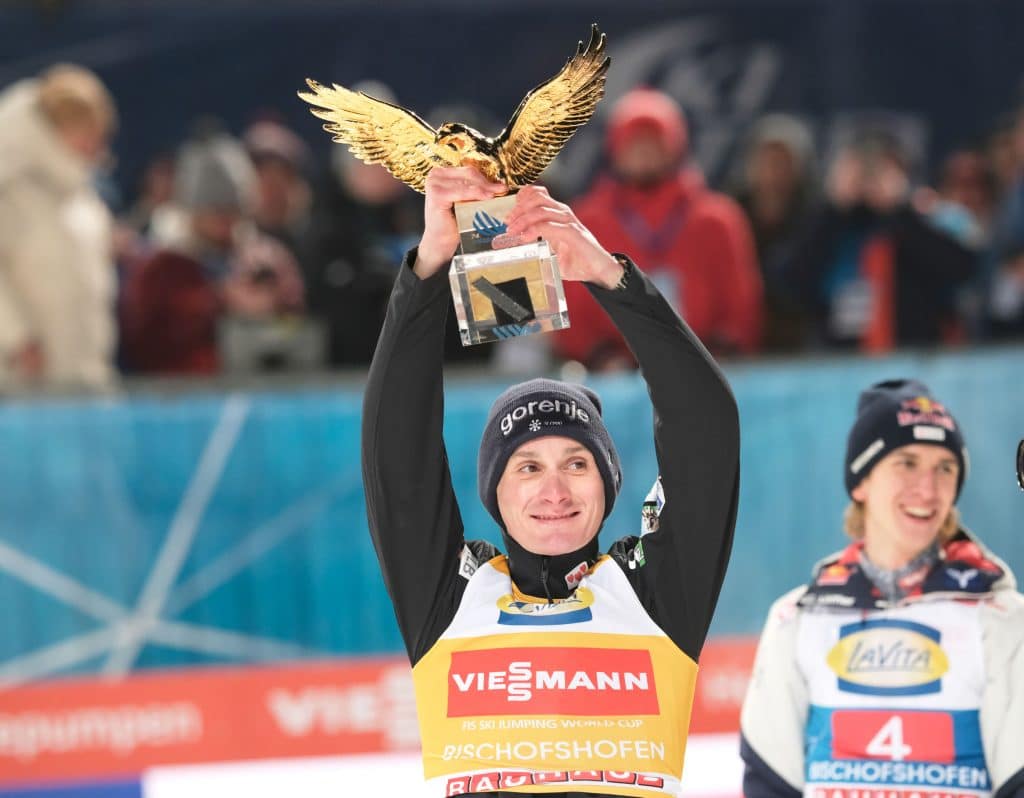 Tourneesieger Domen Prevz in Bischofshofen. Foto: Brigitte Waltl-Jensen/Vierschanzentournee